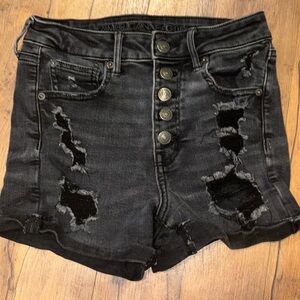 American Eagle Outfitters Black Ripped Jean Shorts